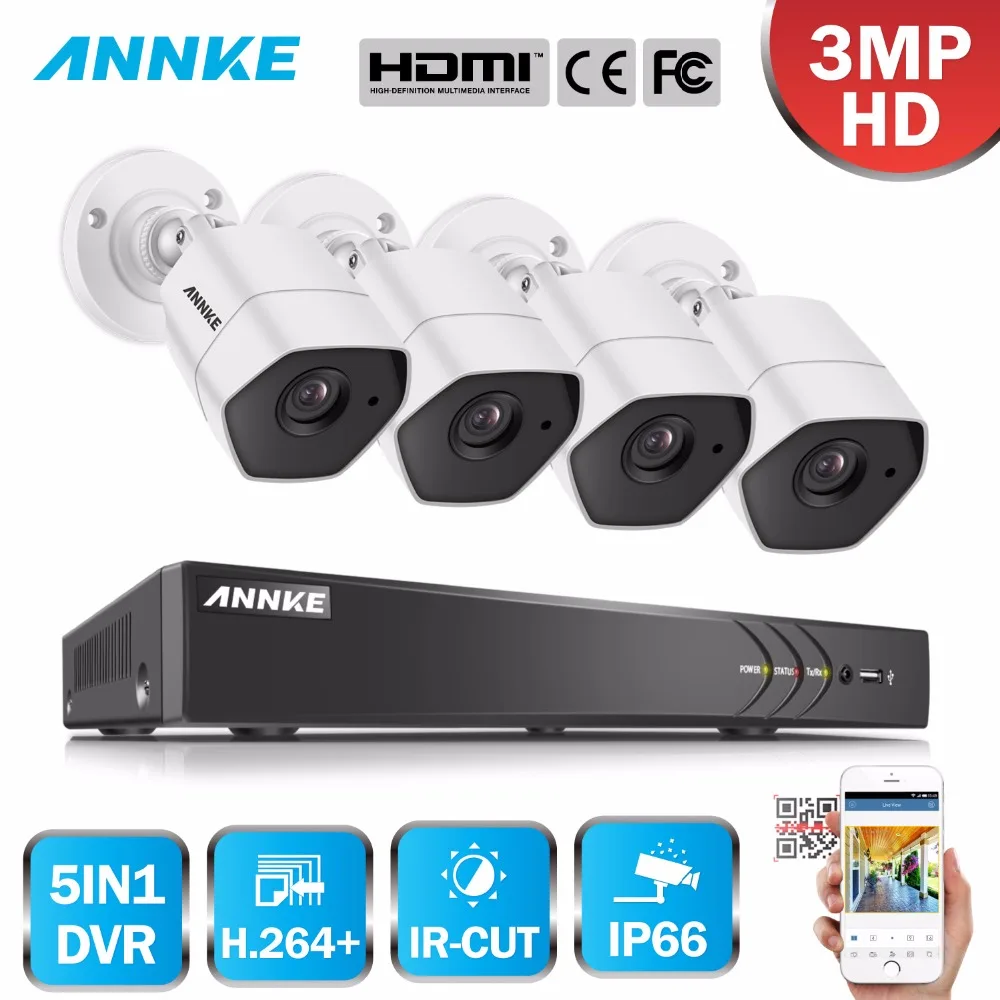 ANNKE Full HD 4CH 5in1 3MP Home font b Outdoor b font CCTV Security System Kit