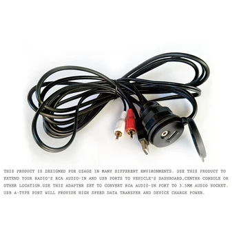 

HASDA Marine Audio Waterproof For Boat Car Stereo Universal 3.5mm RCA AUX USB Interface Extension Cable Port ATV UTV