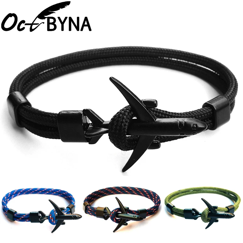 

Octbyna Simple Multiple Styles Sport Anchor Hooks For Men Women 550 Aircraft Anchor Nylon Rope Braided bracelet Bangle Jewelry