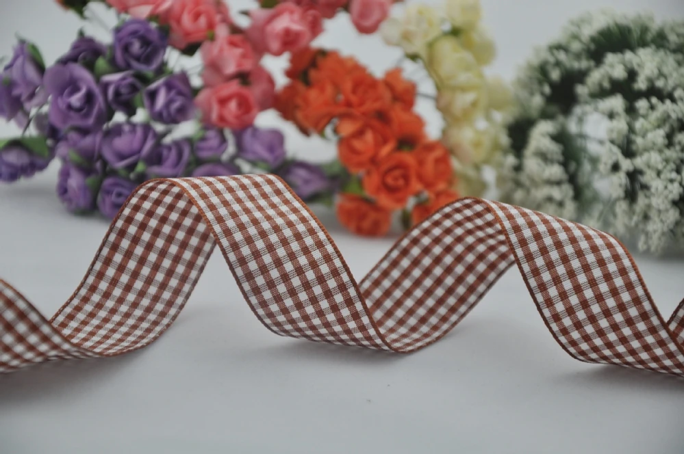 Free shipping 1 25mm width styles polyester scottish font b tartan b font ribbon coffee gingham