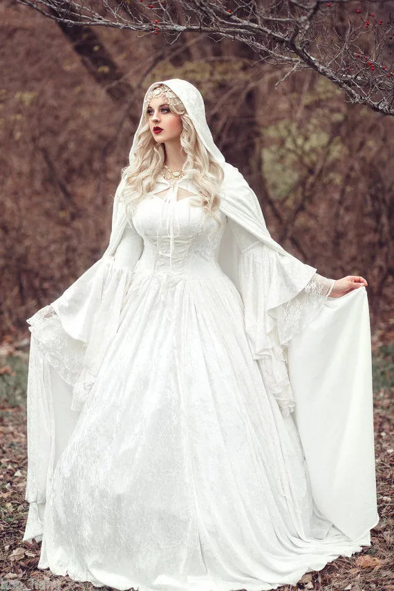 MZYCH04 Vintage Rinascimentale Abito Bianco Da Sposa Celtica Medievale  Campana Maniche Musulmano Abito Da Sposa vestido de noiva Con Capo|vestido  de noiva|de noivamuslim bridal gowns - AliExpress