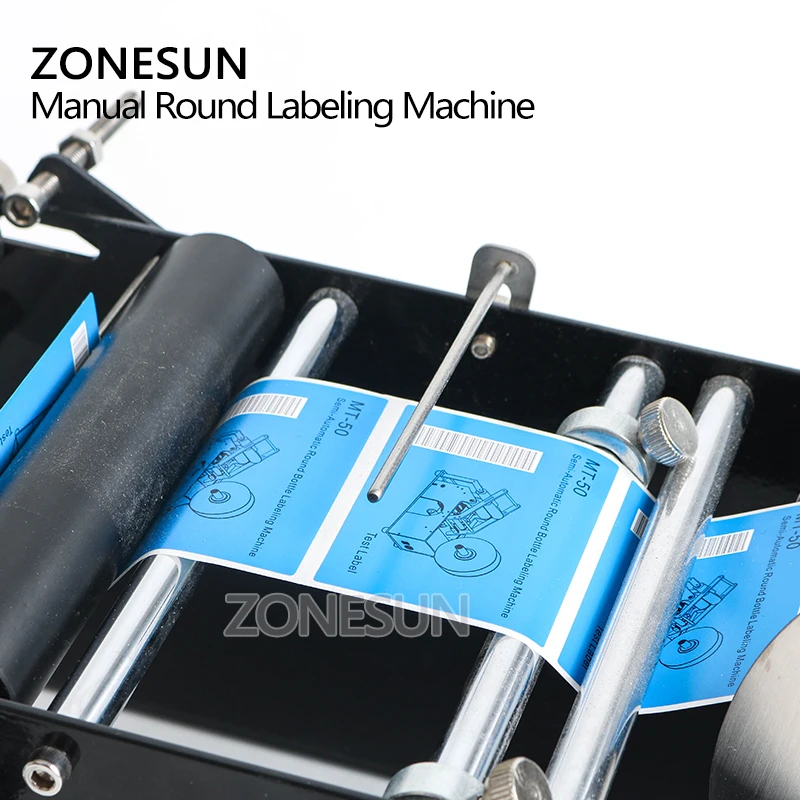 ZONESUN Manual Round Labeling Machine Plastic Bottle Can Labeler Label Applicator For Glass Metal Bottle