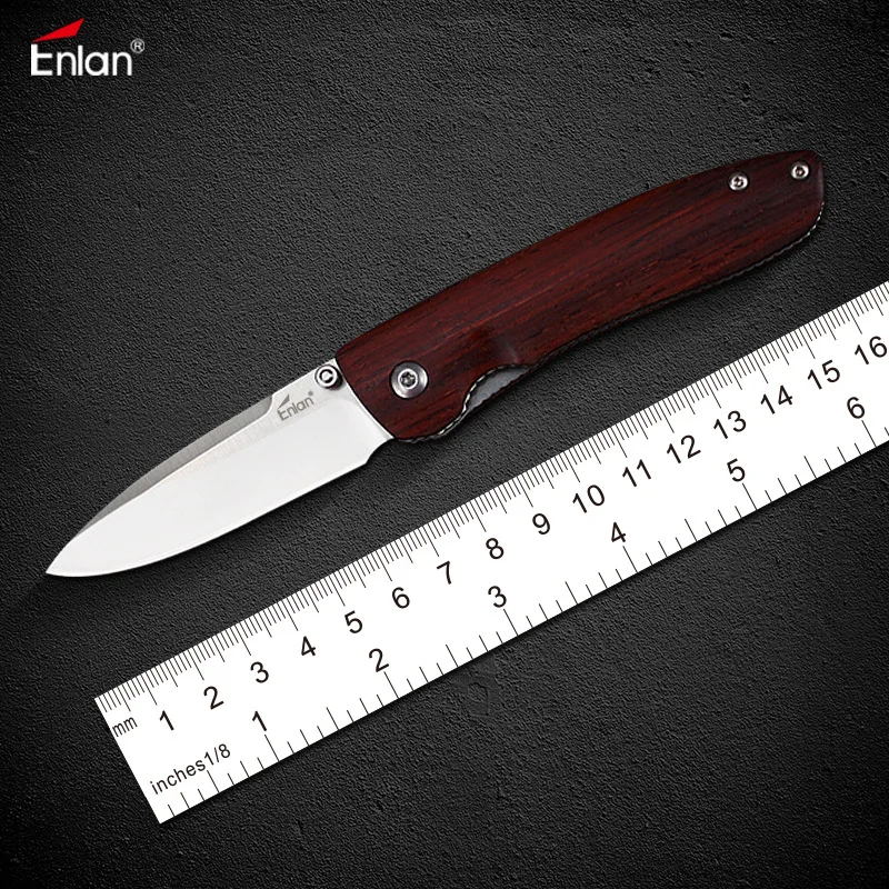 

ENLAN 8Cr15Mov Blade Wood Handle Folding Knife Small Outdoor Camping Hunting Multitool Keychain EDC Carving M028 Multi-tool