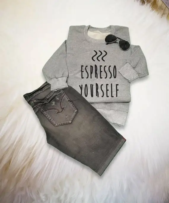 

Sugarbaby Espresso yourself Coffee Gift Graphic Sweatshirt Funny Tumblr Sweatshirt with sayings Gift for Teens Clothes Dropship