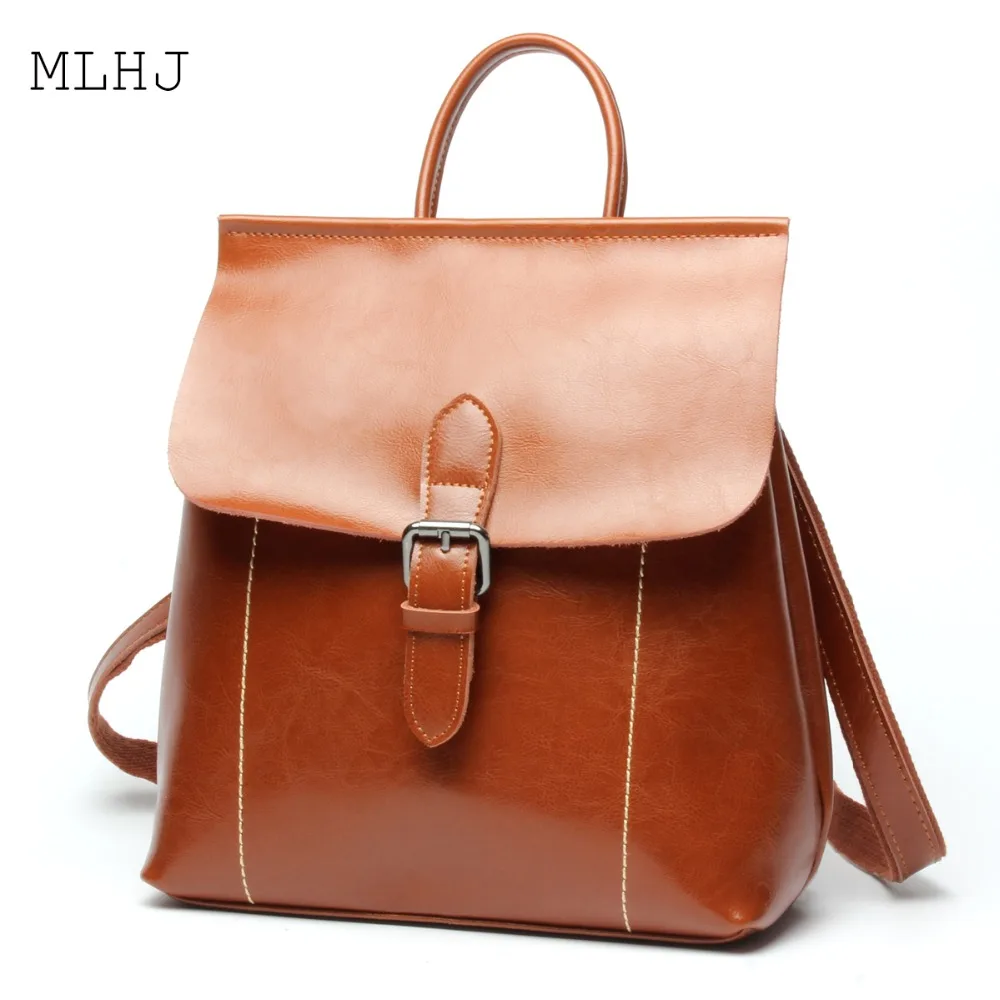 

MLHJOil wax leather ladies backpack multi-function fashion trend shoulder bag