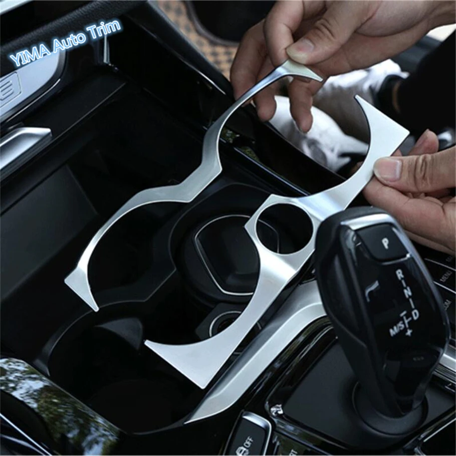 

Lapetus Car Styling Front Seat Row Water Cup Holder Frame Cover Trim 2 Pcs / Matte Style Fit For BMW X3 G01 2018 2019 ABS