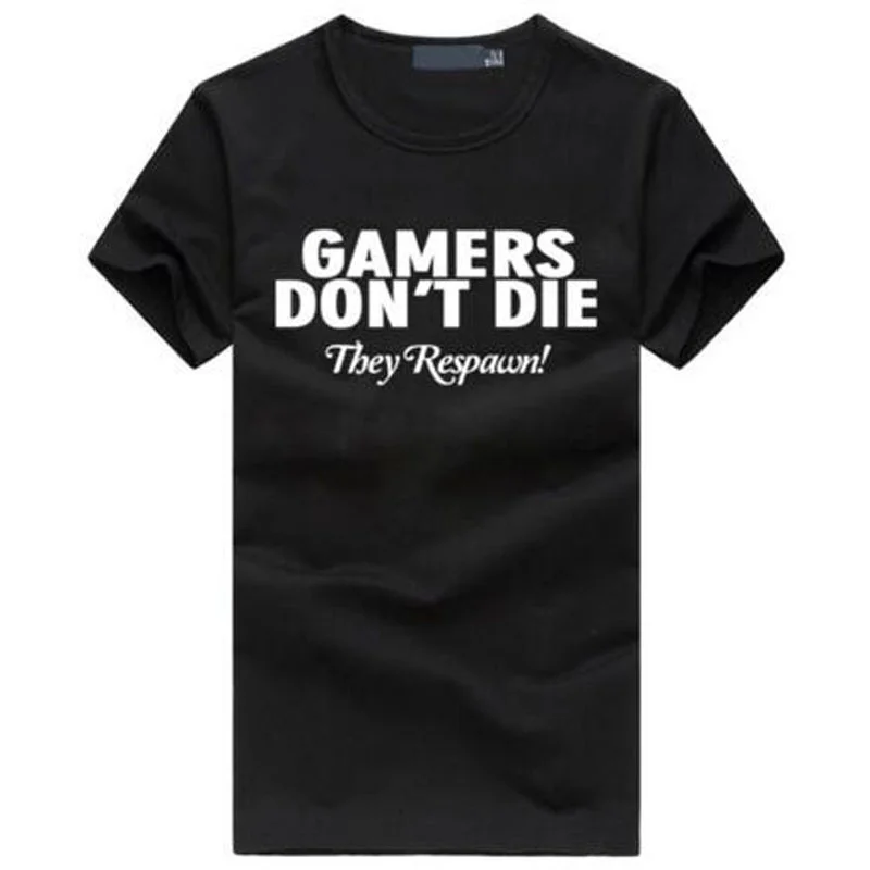 REVIEW TOP SELLER  GAMERS DON'T DIE THEY RESPAWN Funny Print Unisex's T-shirt Summer Fashion Casual Fitness Streetwear