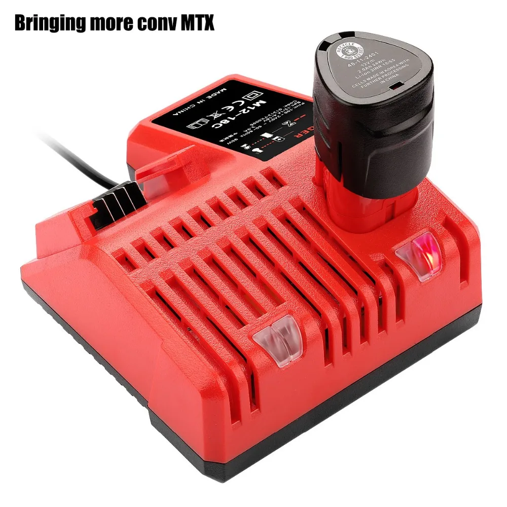 

For Milwaukee 10.8V 12V 18V M12 M18 48-11-24xx Series Lithium-ion Battery N12 M12-18C Li-ion Battery Charger Red color