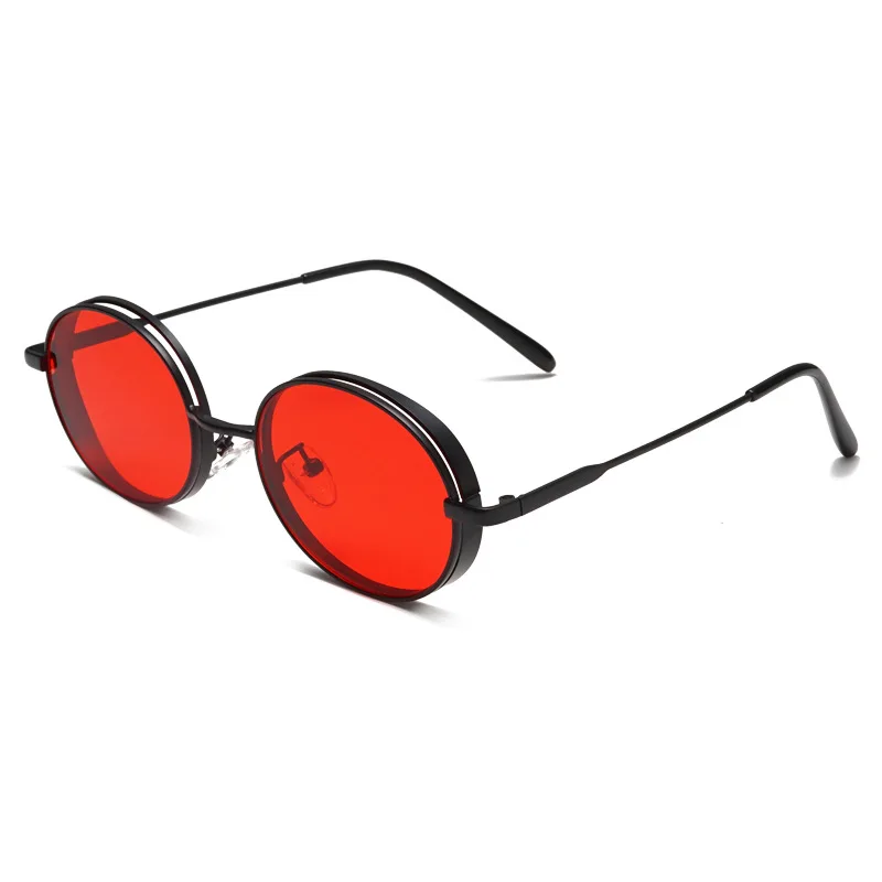 Высокое качество модные Овальные Солнцезащитные очки для мужчин и женщин фирменный дизайн классический ретро стимпанк металлическая Толстая оправа солнцезащитные очки UV400 - Цвет линз: 1112-4