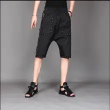 M-3XL летний для мужчин личности заклёпки шорты из хлопчатобуманой ткани "канифас" 5 минут шорты для женщин волос стилист молния повседневные шорты прилив костюмы