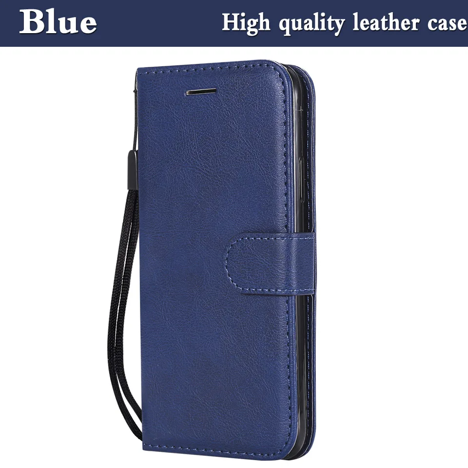 Чехол для Huawei Honor 6A, кожаный бумажник, чехол для телефона Huawei Honor 6X, роскошный флип-кошелек, кожаный чехол, черный - Цвет: Blue