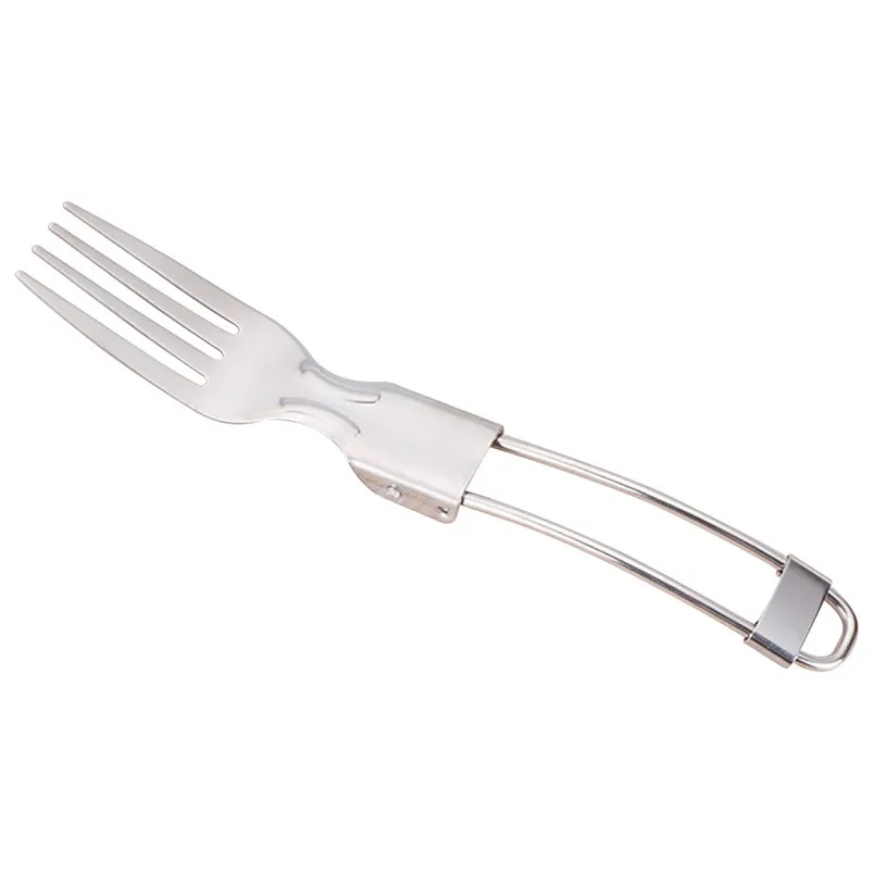 Portable Folding Metal Fork Scoop Knife Camping Picnic Cutlery Outdoor dinnerware set Cutter Cutting Reusable Kitchen 20JY176
