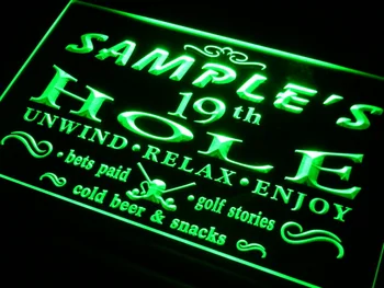

pi-tm Name Personalized Custom Golf 19th Hole Bar Beer Neon Sign with On/Off Switch 7 Colors 4 Sizes