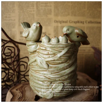 

Bird's Nest Plant Flower Pot Home Decor Glazed Ceramic Home Craft Creative Gifts Free Shipping
