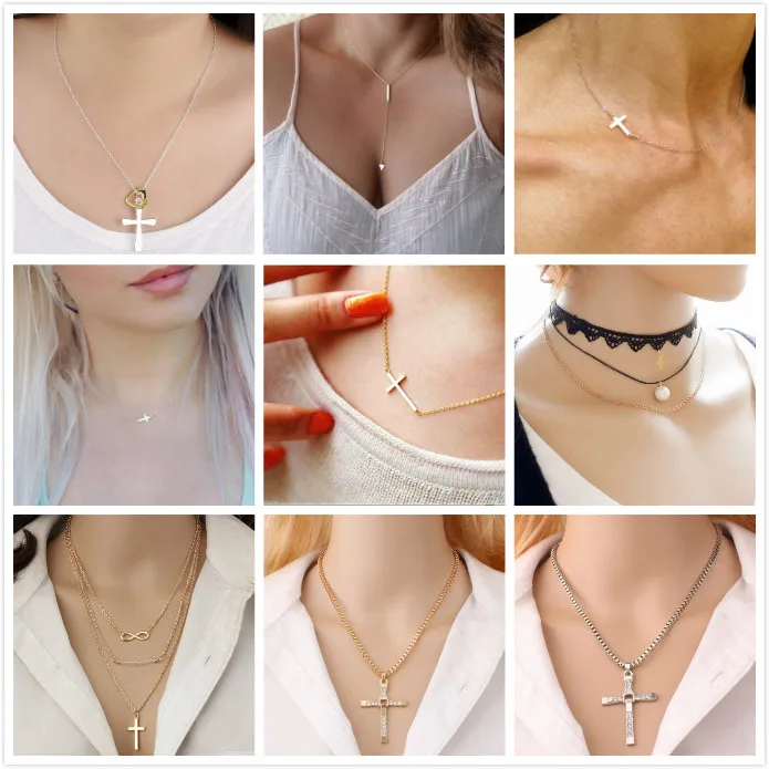 

Small Gold Cross Pendant Necklace Women Girl Kids,Mini Charm Pendant Gold Color Jewelry Crucifix Christian Ornaments 9 styles