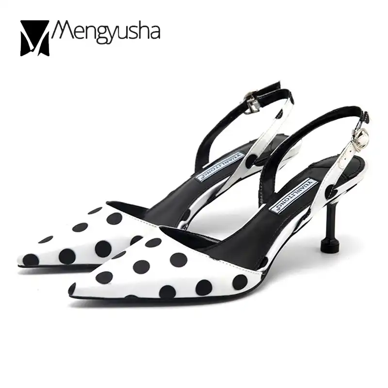 black/white polka dot sandals women 
