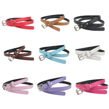 

60PCS/LOT SINGYOU Women PU Leather Belts Canday Color Thin Waist Strap Fashion All-Match Waist Strap for Women