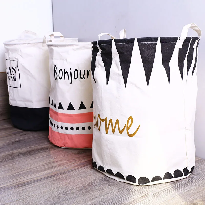 سلة الغسيل حقيبة كبيرة الغسيل التخزين دلو للملابس لعبة القطن الكتان المحمولة طفل الغسيل حامل مُنظِم الحقيبة المنزلية