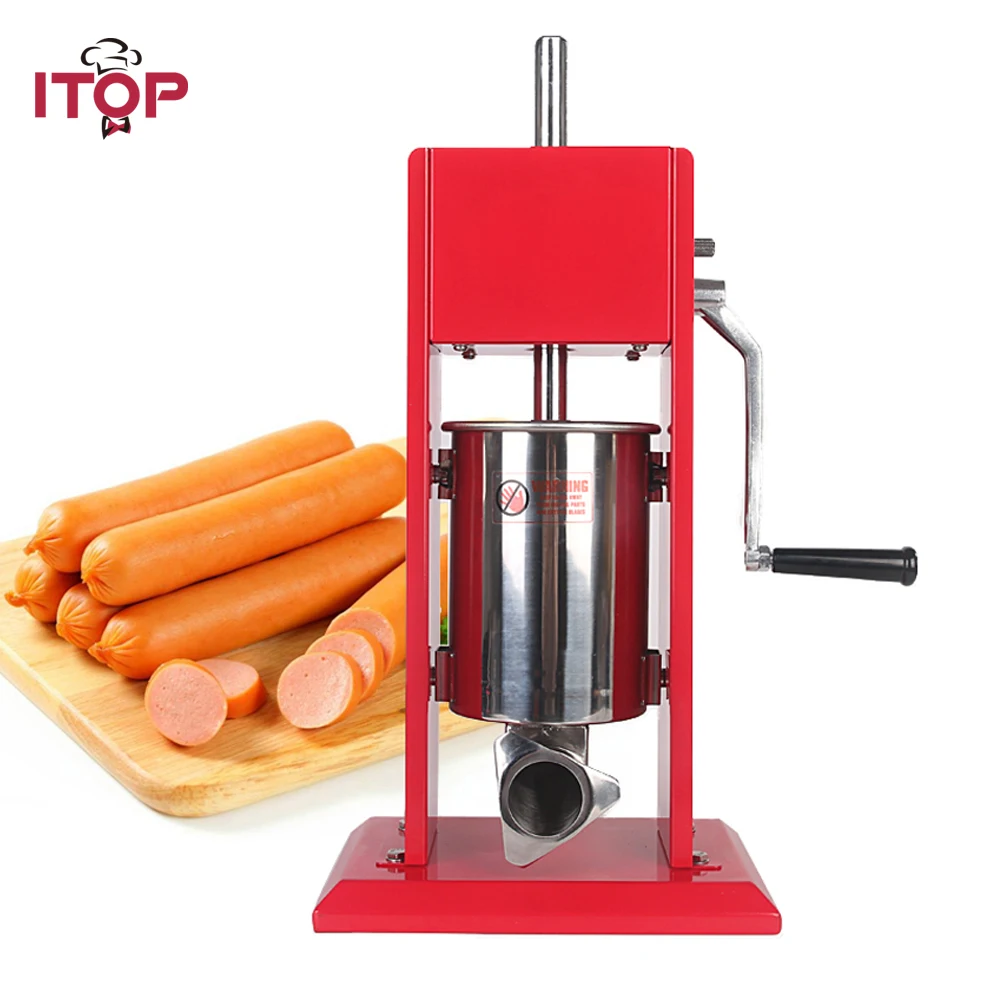 

ITOP Commercial Food Filling Machine 3L Sausage Stuffers Meat Food Double Speeds Manual Sausage Fillers With 4 Funnels