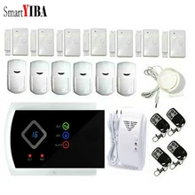 SmartYIBA Wireless GSM SMS Home Burglar Security Alarm System Wired Siren Smoke Fire Sensor Spanish Russian French Cezch Voice