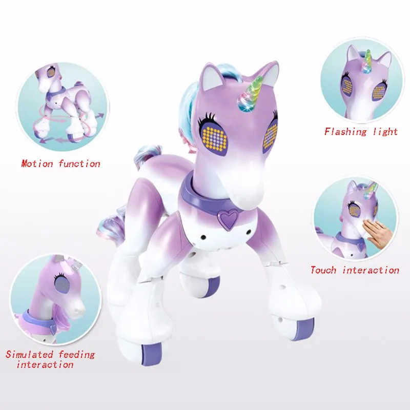 SM SunniMix Robot Interactivo Niños Smart Control Remoto Inteligente Unicornio//Caballo Robot de Juguete Educativo para Niños Y Niñas Púrpura