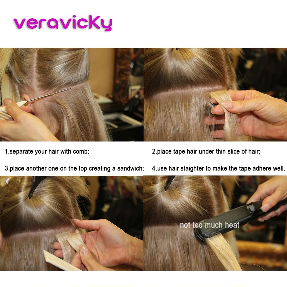 Veravicky 2,5 г/шт. лента Inl человеческие волосы для наращивания 1" 18" 2" Европейская кожа синтетические волосы remy расширение 20 шт. блеск коричневый к блонд