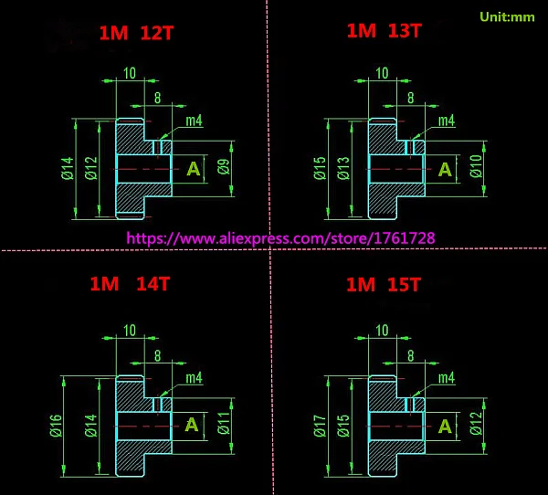1 модульная металлическая Шестерня 1M 12T 13T 14T 15T 16T 17T 18T 19T из углеродистой стали с
