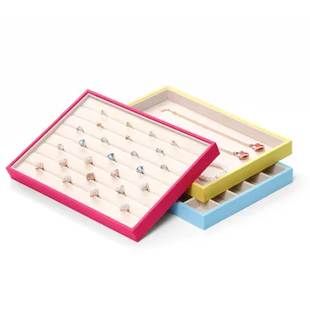 

Five styles Five Colors Velvet Jewelry Tray Display Case Showcase Necklace Rings Bracelet Showcases Organizer