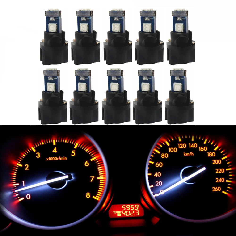 

WLJH 10x T5 Wedge Bulbs 37 73 LED Lamp PC74 Twist Socket Gauge Instrument Panel Dash Light Indicator Bulb for Chevrolet