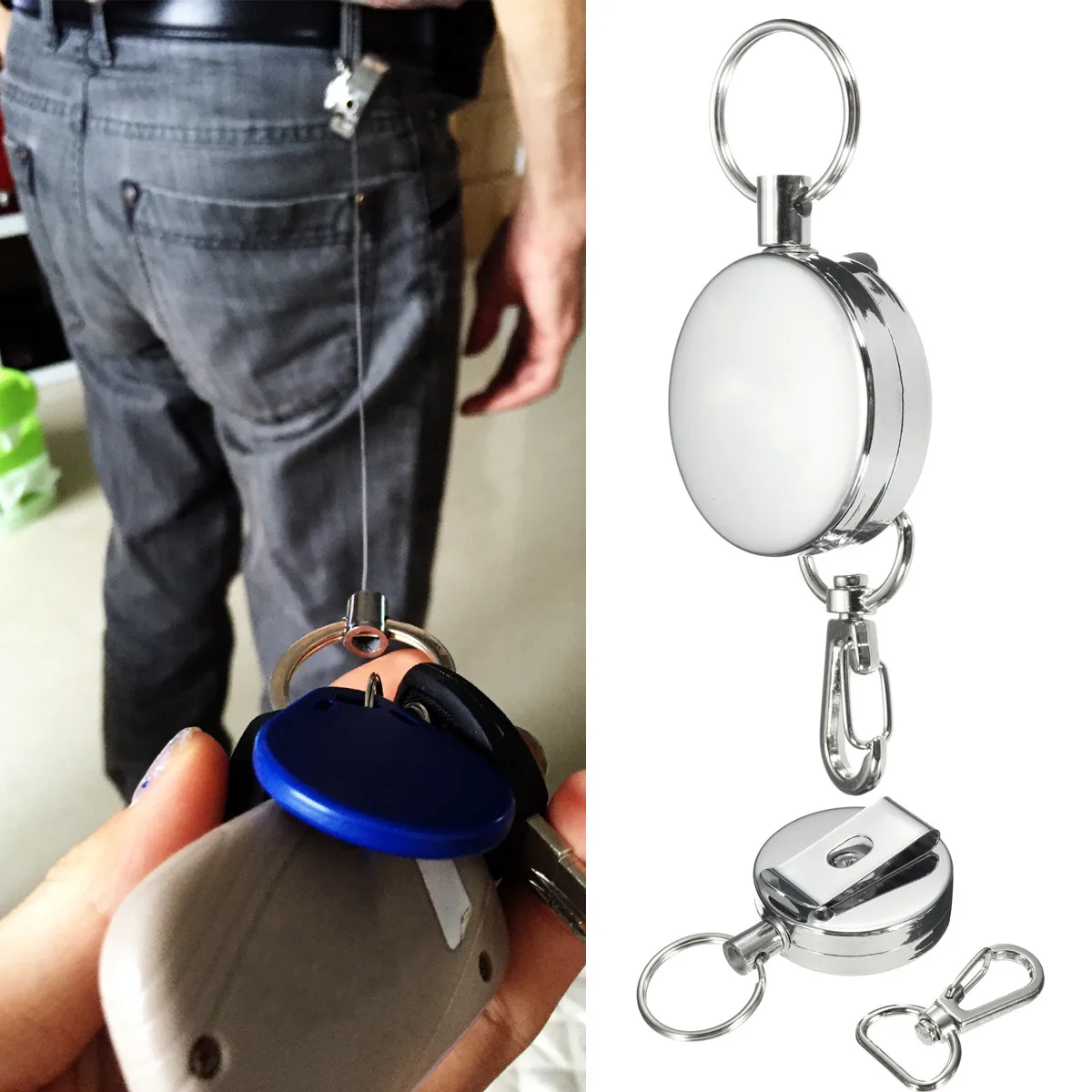 Buy Retractable Pull Key Ring ID Badge Lanyard Name