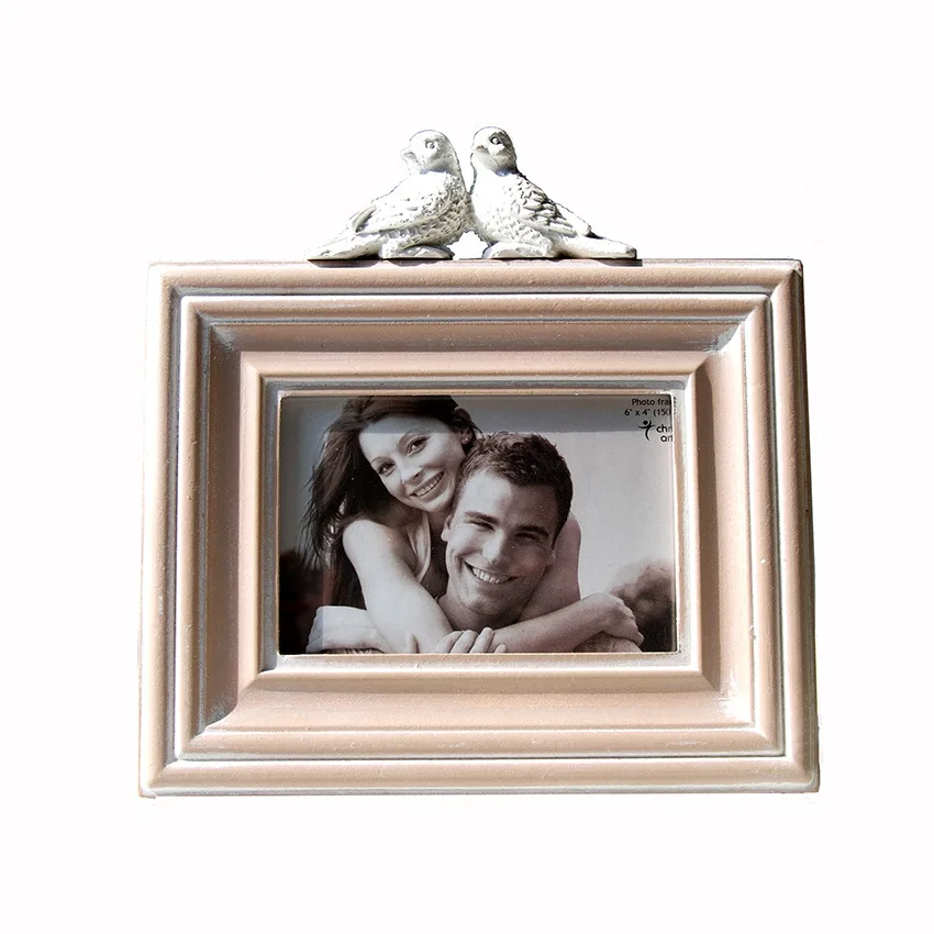 

European Retro Couple Bird Rectangle Photo Frame Creative Wooden Craft Birthday Present Household Living Room Desktop Decoration
