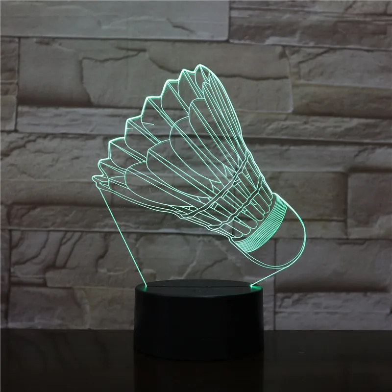 

Badminton Modelling 3D Night Light USB 7 Colors Changing LED Table Lamp Kids Bedroom Sleep Lighting Birthday Holiday Gifts Decor