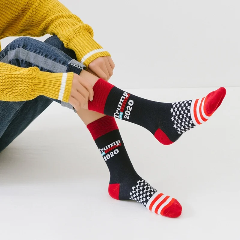 

Stitching Color America National Flag Printed Socks Trump 2020 Soft Men Cotton Sock Novelty Personality Chaussette Homme