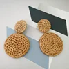 Geometric Drop Korean Dangle Earrings For Women Girls Oversize Round Rattan Knit 2022 New Style Jewelry Summer Beach Accessories ► Photo 1/6
