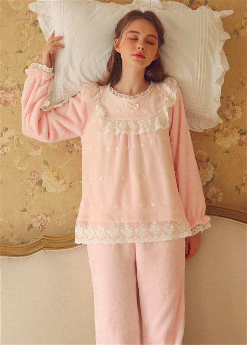 Зимняя одежда для сна, велюровые пижамные комплекты для женщин, одежда для сна, домашняя одежда, винтажная бархатная Пижама принцессы H795