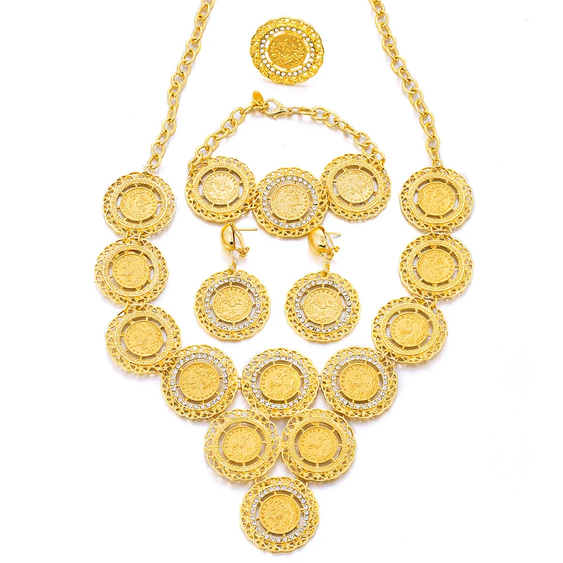 Ethlyn индейка монета ожерелье/серьги/Кольцо/браслет Ювелирные наборы для женщин золотые монеты свадебные подарки S181