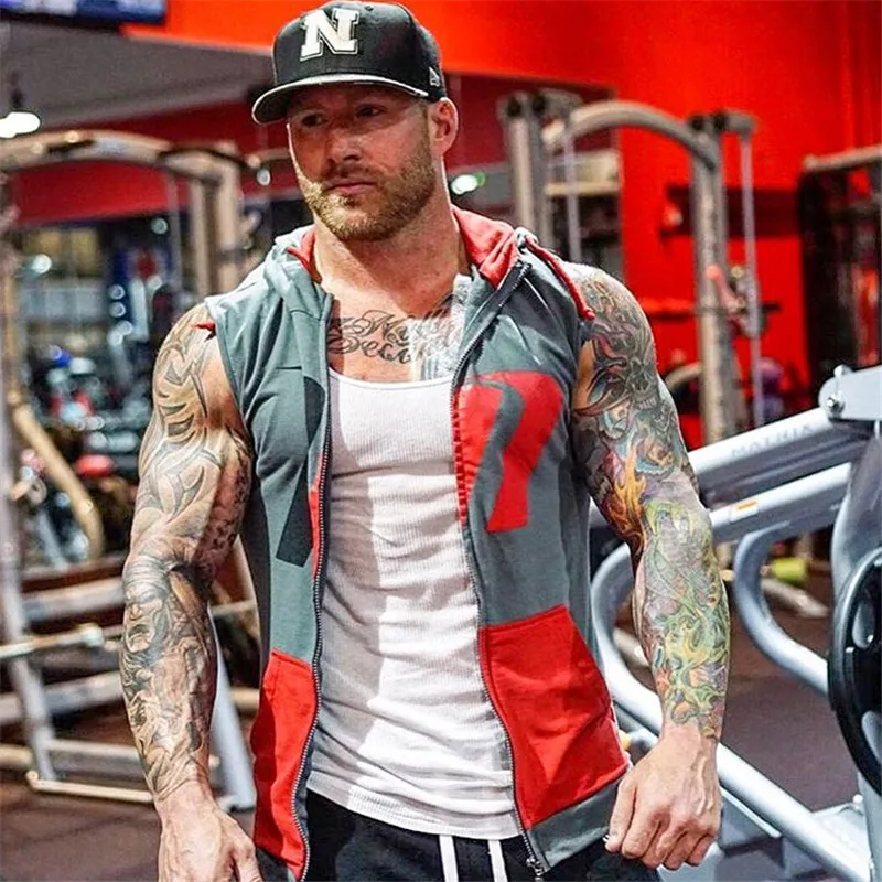 Gym vest Men Hoodie Sweatshirts Fitness (5)