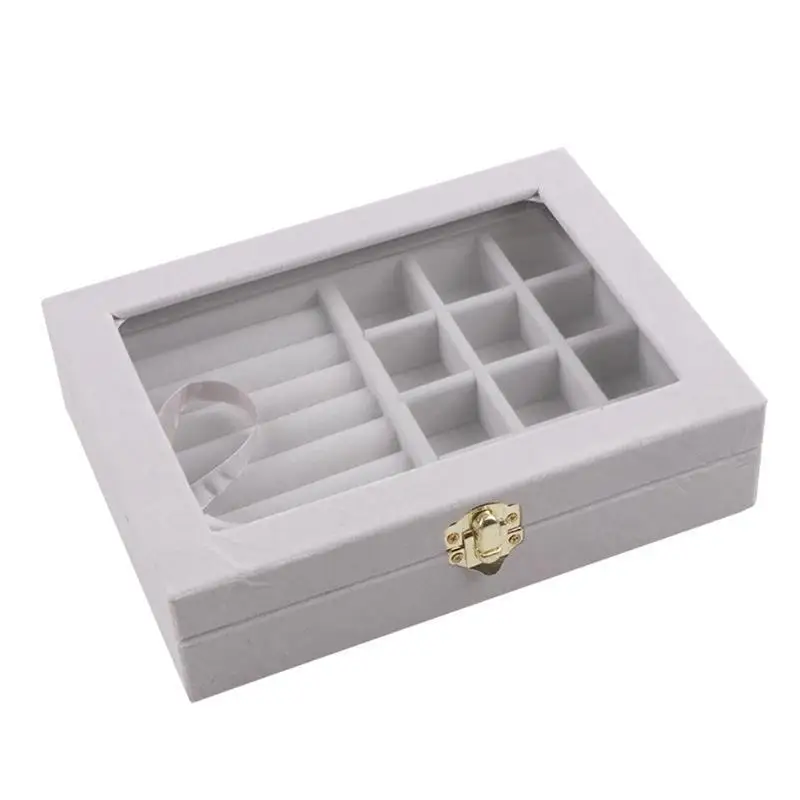 Коробка для хранения ювелирных изделий Изысканная дорожная коробочка для украшений Прямоугольная Упаковка ожерелья Кольца Серьги Органайзер для хранения окна дисплей