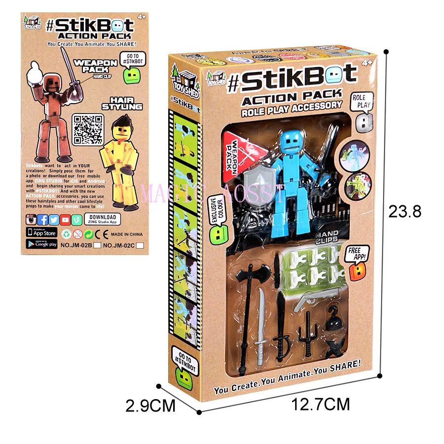 

8cm DIY StikBot Dolla Sucker Weapon Action Figure Role Play Sticky Robot Doll Creat Accessory Gift