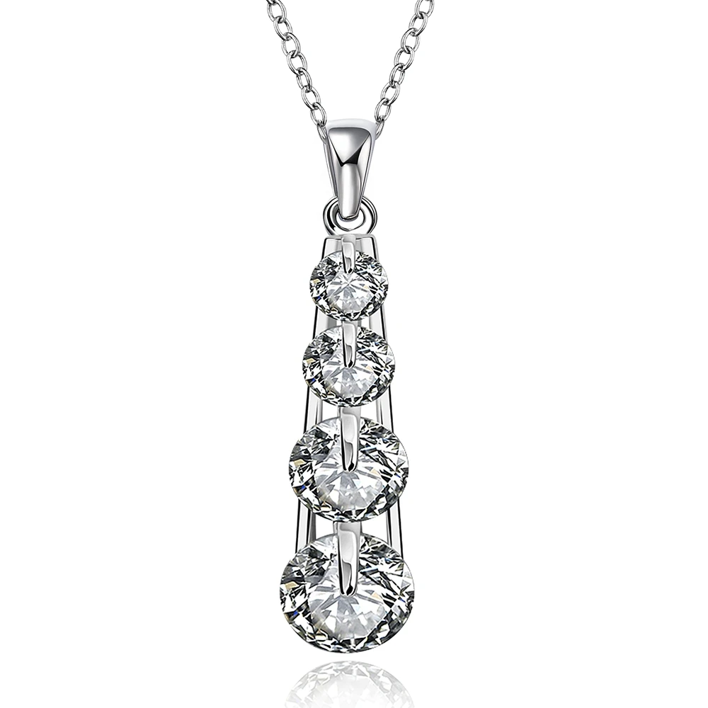

Hot Sale Fashion Water Drops Crystal Silver Necklace Unique Design Flicker Diamond Silver Jewelry For Women 925 Silver Chain