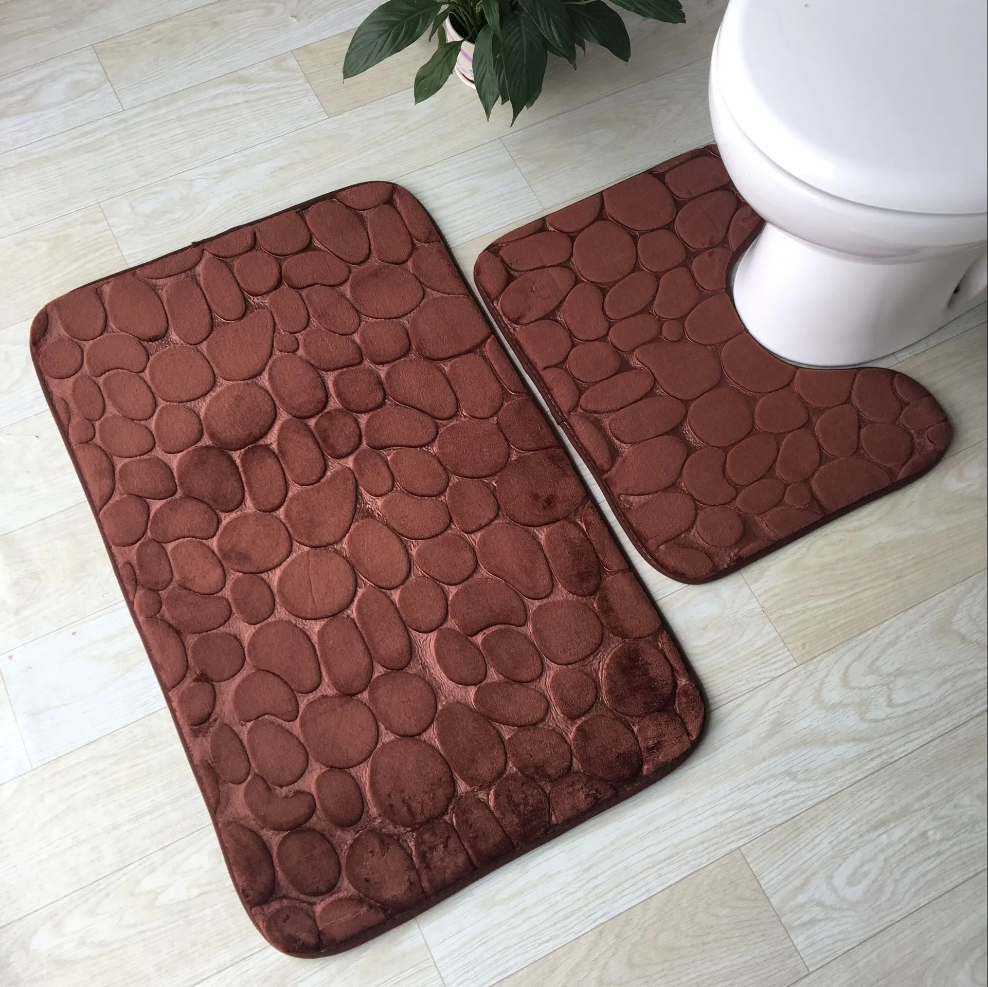 Твердый 3D Камень 2 шт. туалетный набор ковриков для ванной Противоскользящие коврики пены памяти коврики для ванной мягкий коврик для туалета чехлы для сидений коврики
