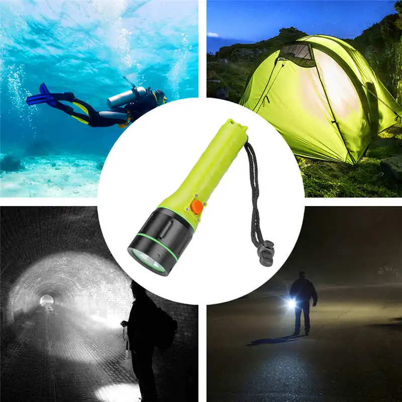 Outdoor Underwater fanatic Diving torch flashlight t6 powerful led flashlight waterproof lanterna led recarregavel #4S10 (9)