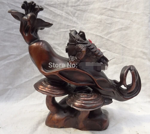 

0 10" Chinese Pure Bronze Ginseng Gyrophora Coin Hoptoad Toad Statue