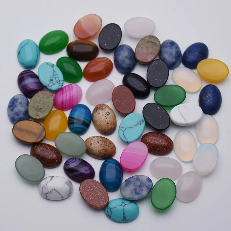 

Wholesale Natural stone mixed Cabochon cab Oval Bead stone Necklace and ring accessories no hole 10-50Pcs/lot Free shipping