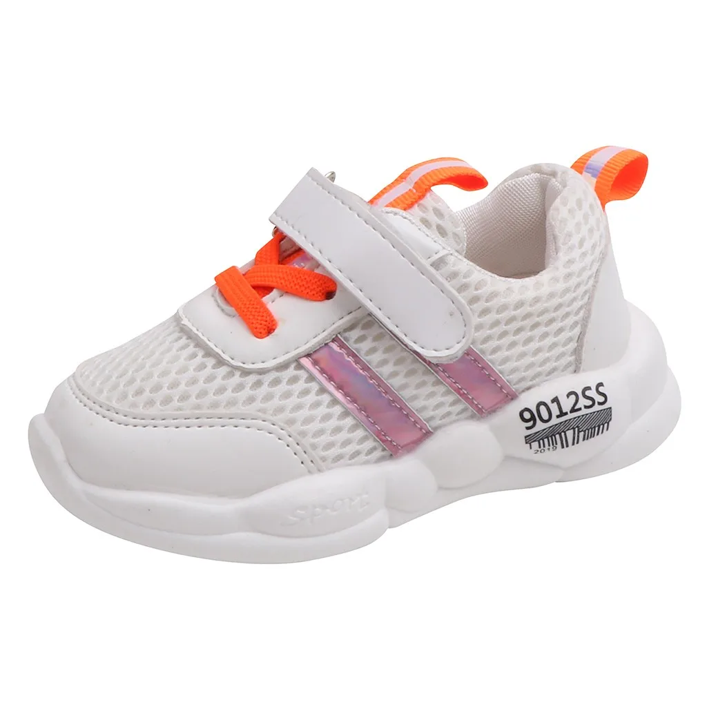 Детская спортивная обувь для мальчиков и девочек на весну демпфирования подошва скользит Лоскутные дышащие детские кроссовки детская обувь#728g35 - Цвет: Оранжевый