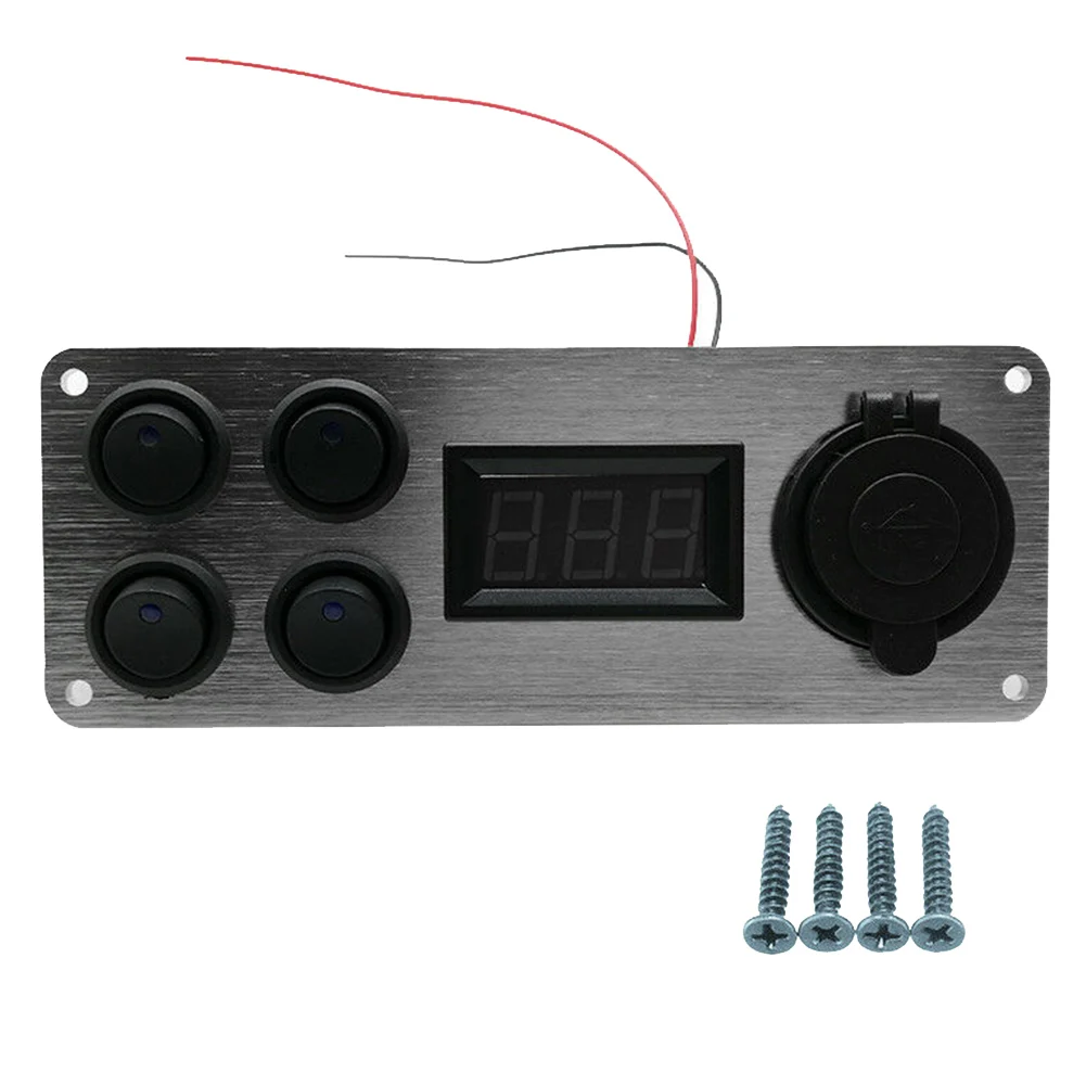 

Switch Panel Dual USB Aluminum Alloy Car Boats Refit Universal Switch Panel MJJ88