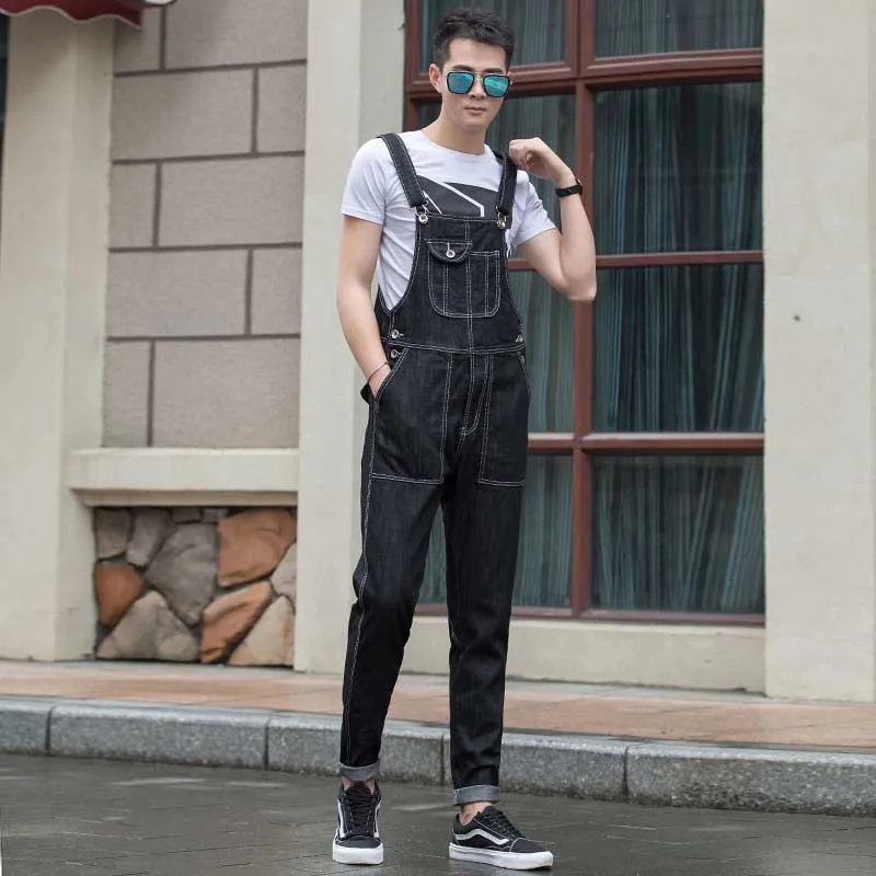 black jean overalls mens