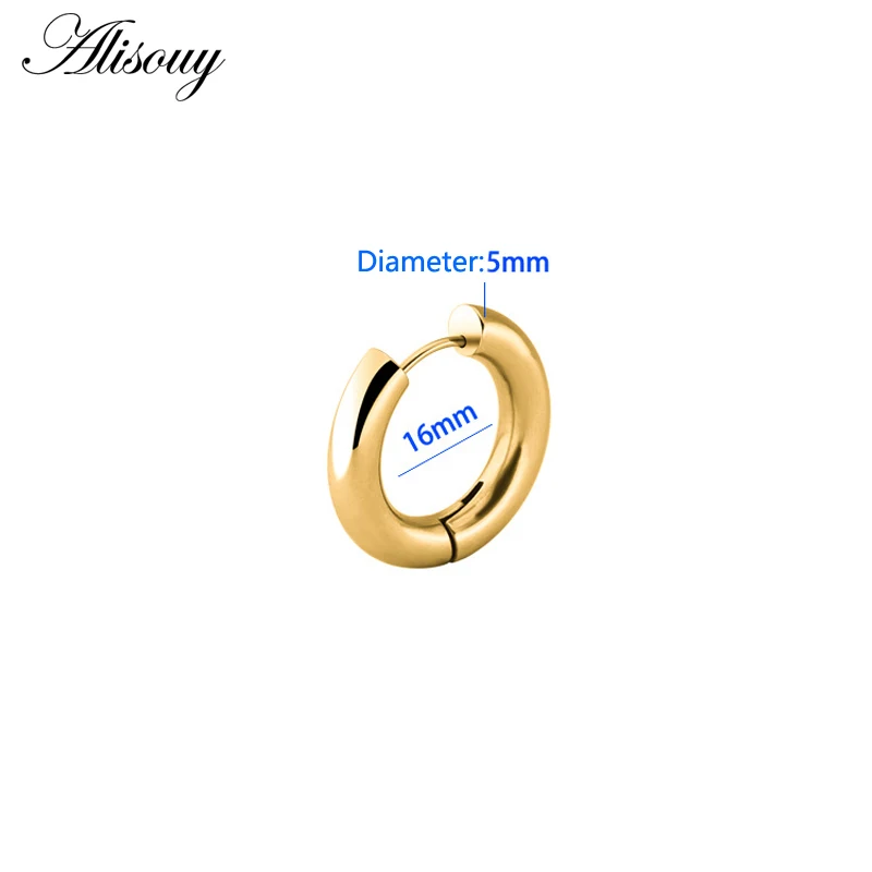 Alisouy Black/Rose Gold/Silver Color Tone Stainless Steel Hoop Earrings Round Loop Earring Men Women big size Hyperbole Jewelry