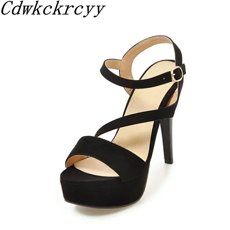 

Summer New pattern fashion temperament grace Super high heel Women sandals black sexy Nightclub Women sandals size 34-43