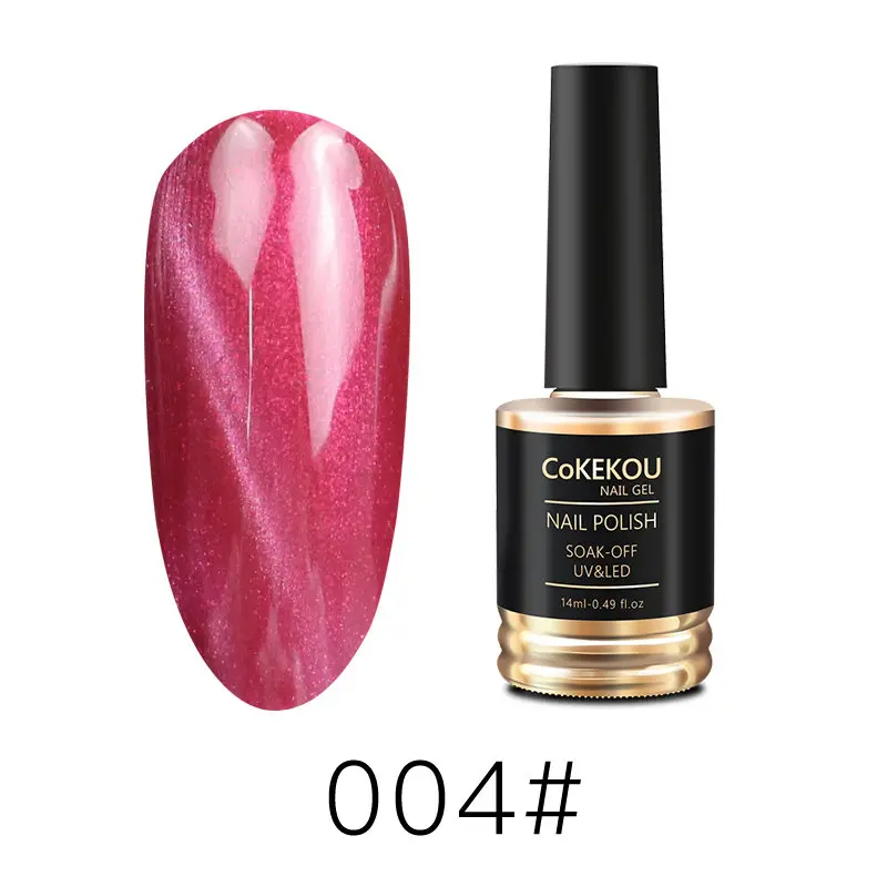 004 CoKEKOU 14 мл ногтей зеркало Титан красный cat eye Gel УФ и светодиодный длительный цвет красного вина глубокие розы зеркальный металлик серебряный лак для ногтей - Цвет: 004